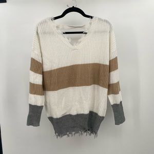 Moon and Madison striped distressed sweater small